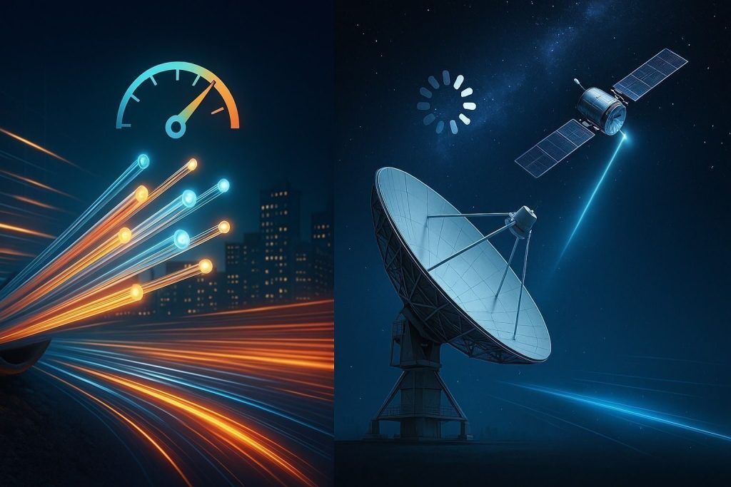 Satélite vs Internet de Fibra Óptica: El Duelo de Latencia y Ancho de Banda en 2025