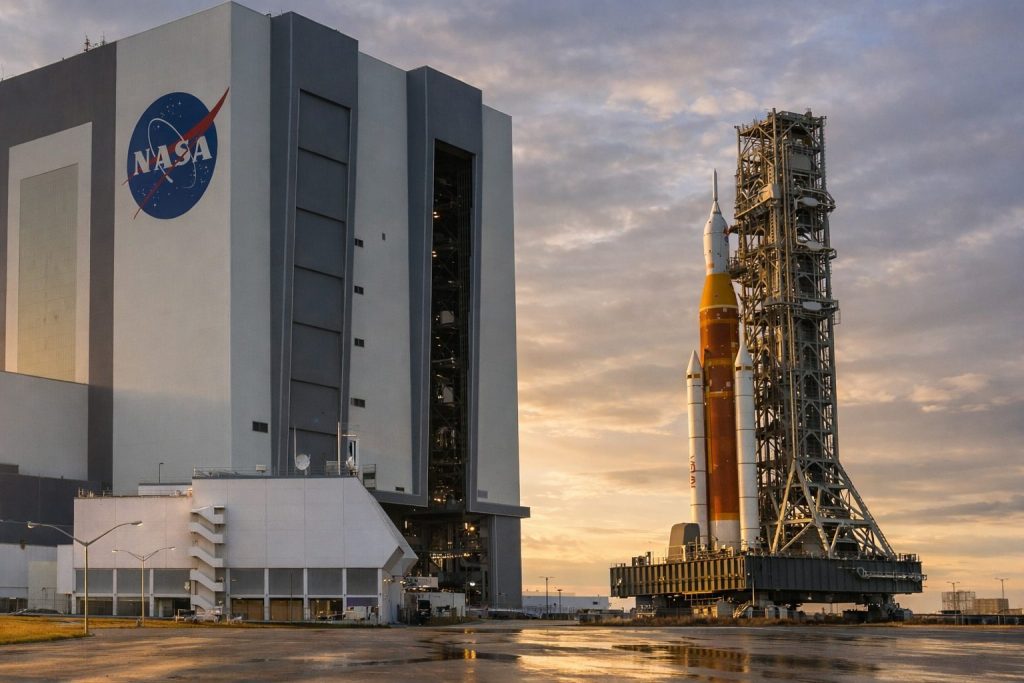 NASA’s Artemis II SLS rocket crawls to the launch pad as Feb. 6 moon mission window nears