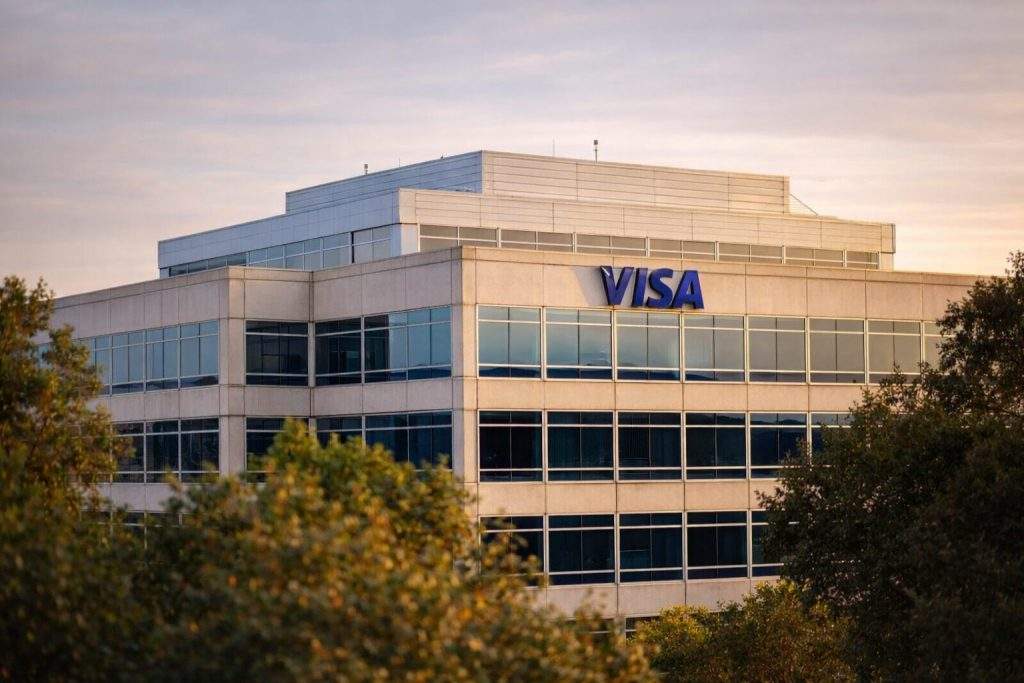 Visa stock rises against a falling market after $3 billion bond sale and “Visa & Main” launch
