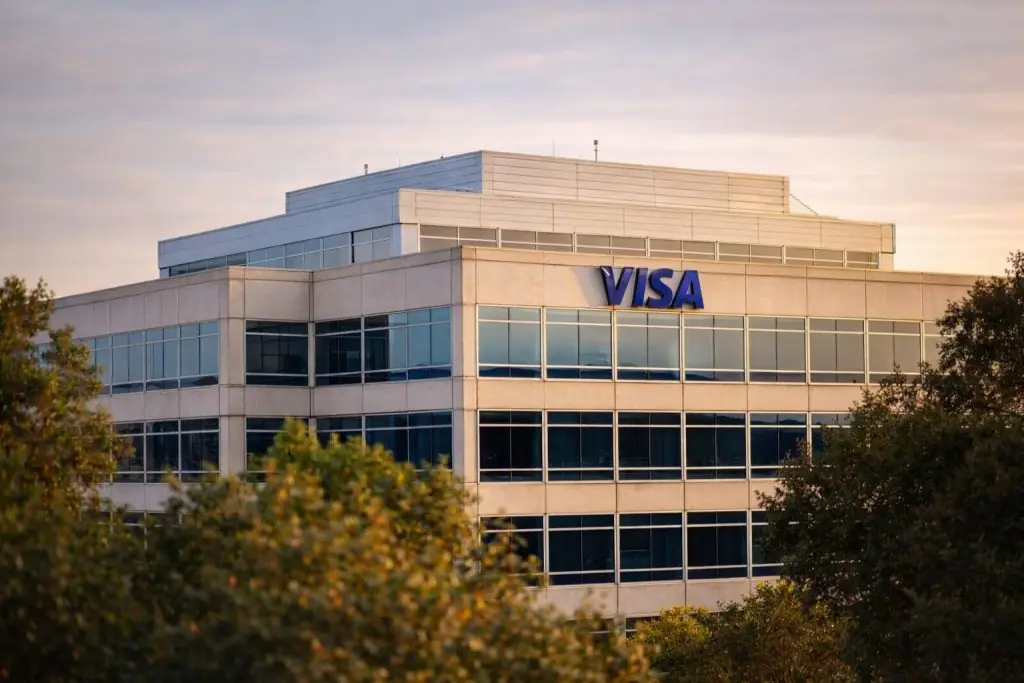 Visa stock rises against a falling market after $3 billion bond sale and “Visa & Main” launch