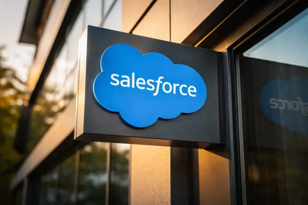 Salesforce stock price slides while software ETF climbs; investors look to Tuesday’s Morgan Stanley talk