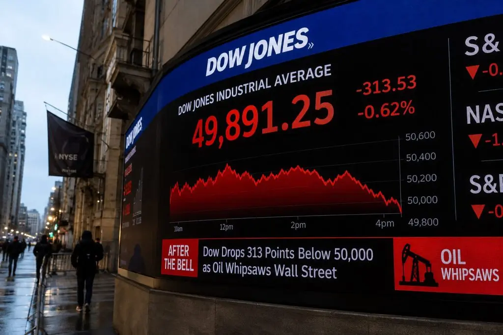 Dow Jones Today After The Bell: Dow Drops 313 Points Below 50,000 as Oil Whipsaws Wall Street
