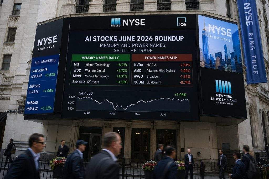 AI shares June 2026: memory and power plays go different ways