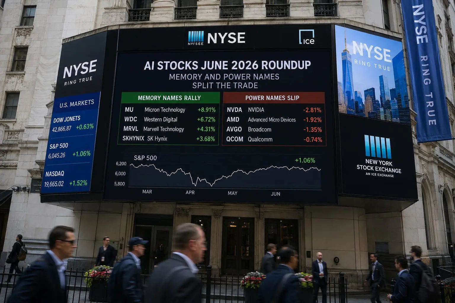 AI shares June 2026: memory and power plays go different ways