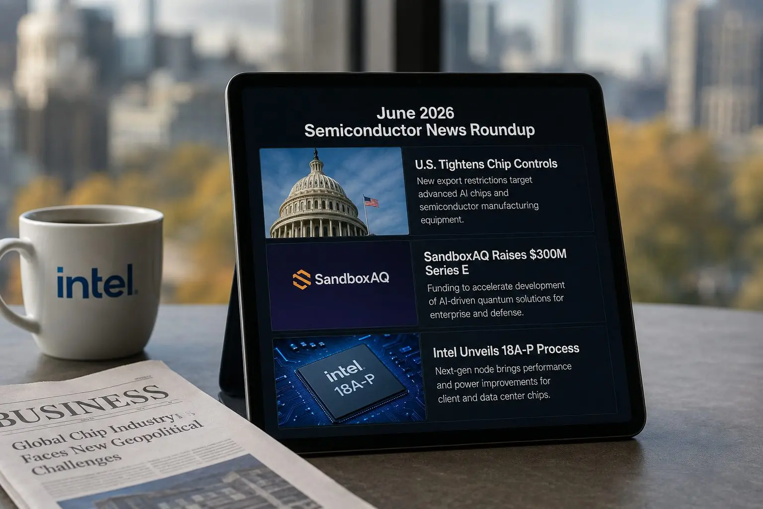 June 2026 semiconductor news roundup: U.S. chip controls, SandboxAQ funding and Intel 18A-P