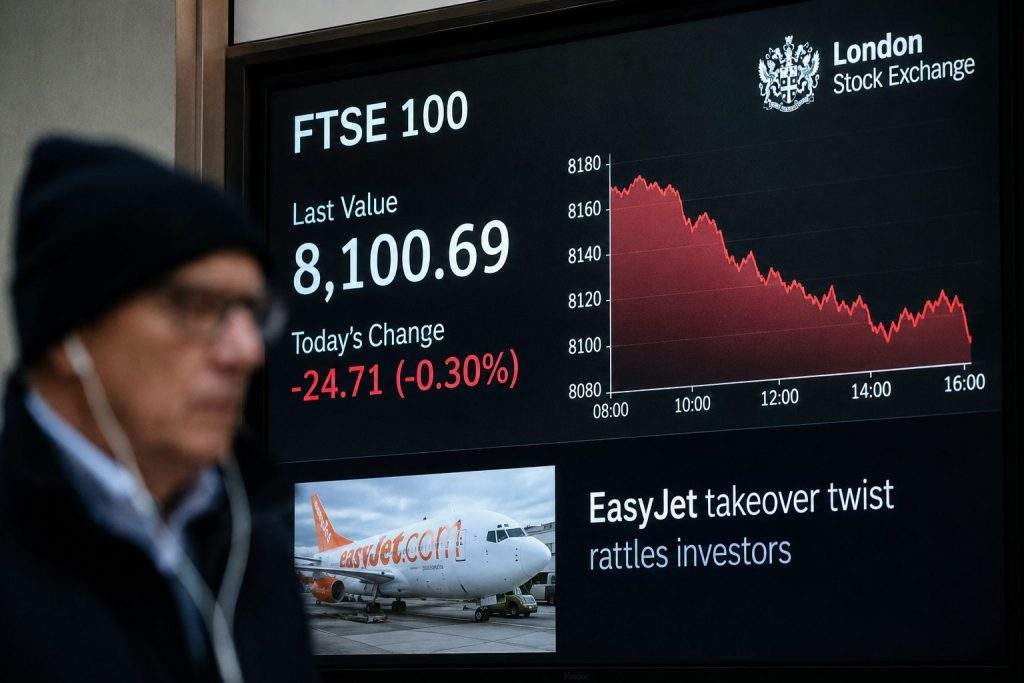 FTSE Slips as EasyJet Takeover Twist Fails to Mask Oil-Shock Fears