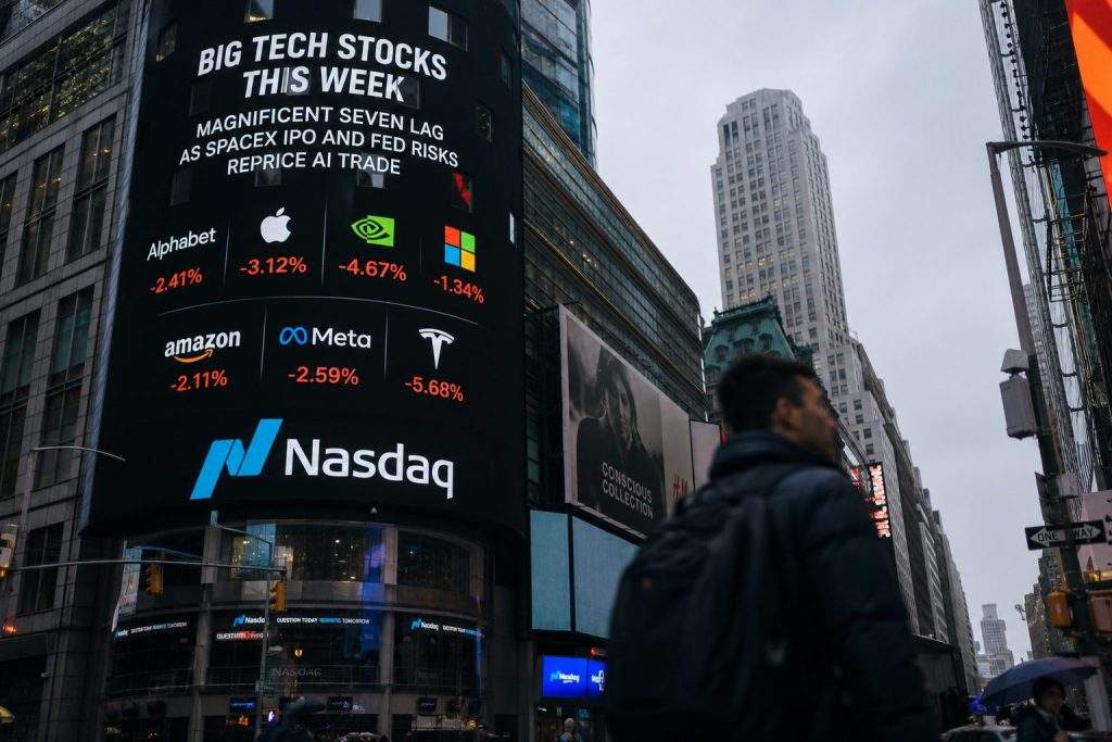 Big Tech Trades Lower With SpaceX IPO and Fed In Focus