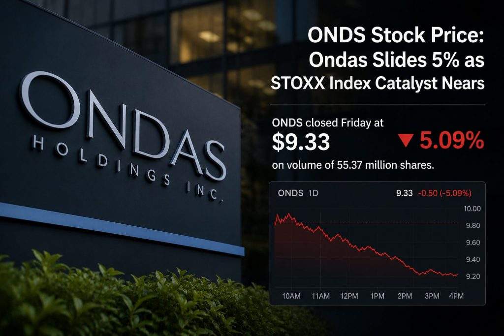 ONDS Stock Price: Ondas Slides 5% as STOXX Index Catalyst Nears