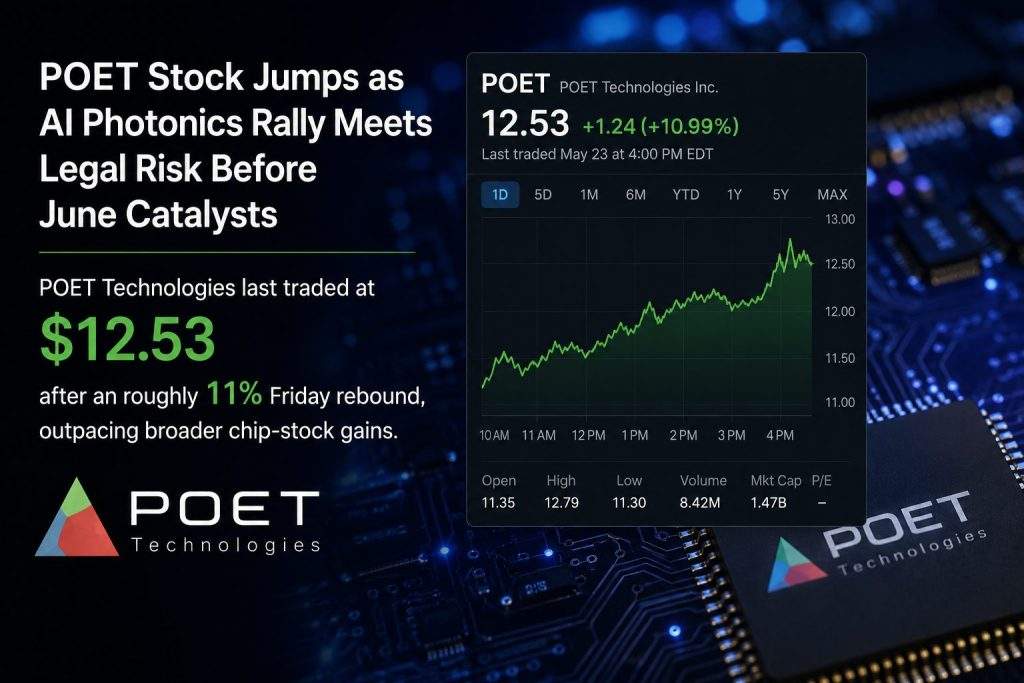 POET Stock Jumps as AI Photonics Rally Meets Legal Risk Before June Catalysts