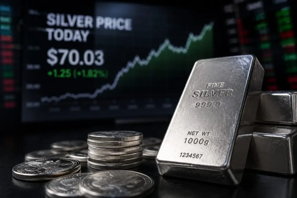 Silver Tops $70 With Attention on Fed Policy