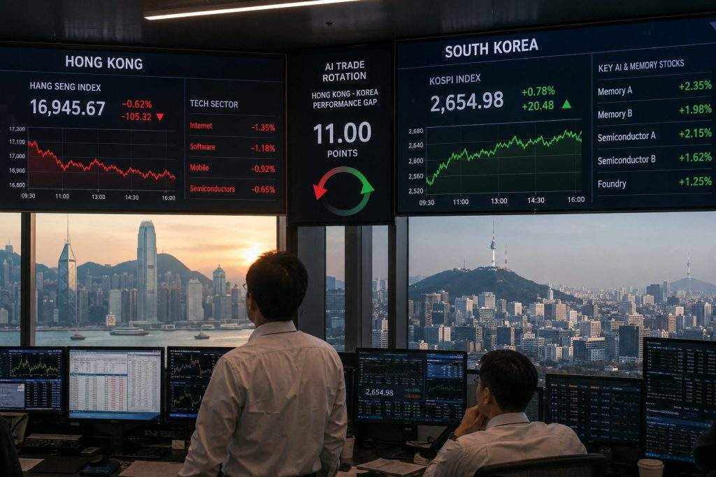 Asia Stocks Today: This 11-Point Hong Kong–Korea Gap Shows the AI Trade Is Rotating