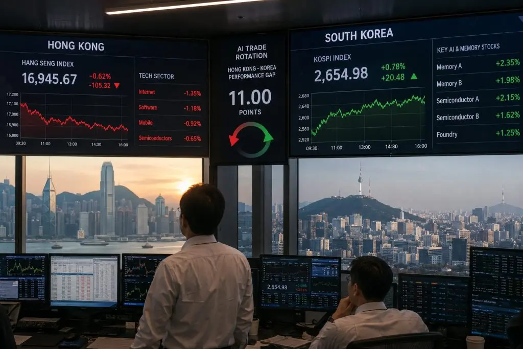 Asia Stocks Today: This 11-Point Hong Kong–Korea Gap Shows the AI Trade Is Rotating Asia Stocks Today: This 11-Point Hong Kong–Korea Gap Shows the AI Trade Is Rotating