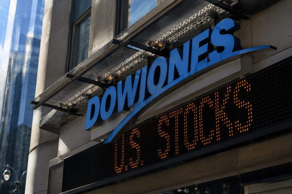 Dow climbs, with four tech giants hiding a 144-point drop from the rest